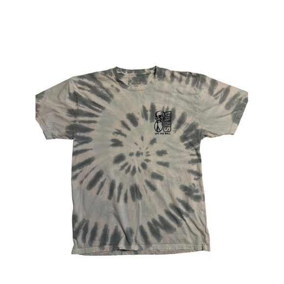 Vans Other - Vans Mens Tie Dye Skull Peace Sign Graphic T-Shirt Grey White Large